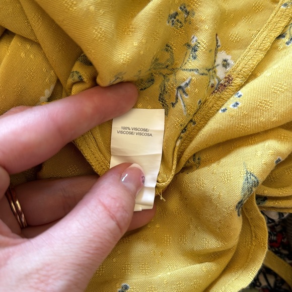 Floral Mustard Yellow Blouse Size Medium Lucky Brand - Picture 5 of 5